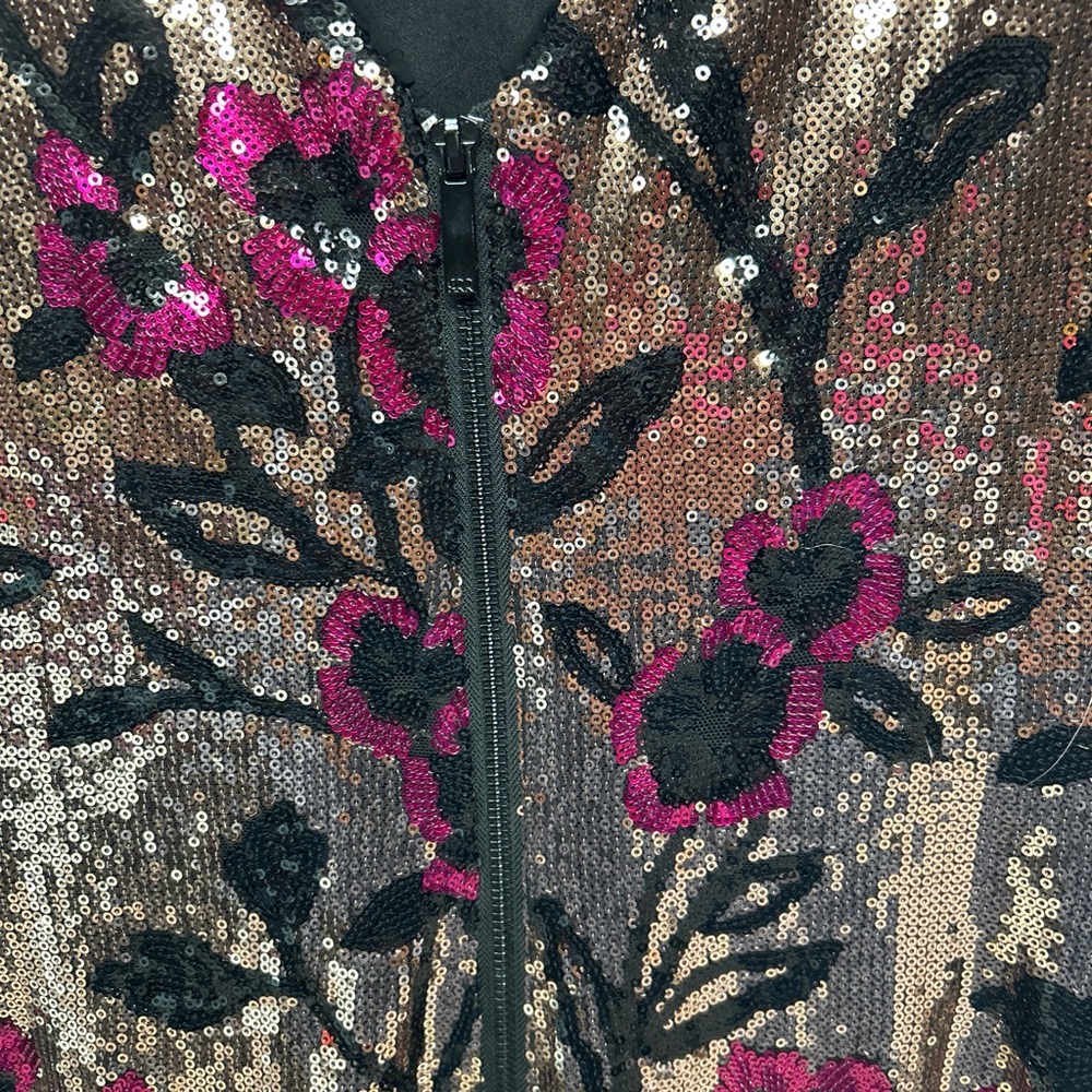 RACHEL Rachel Roy Sequin Floral Midi Dress - Black and Pink - Picture 3 of 4